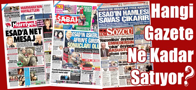 Hangi Gazete Ne Kadar Satıyor? 5 - 11 Şubat 2018